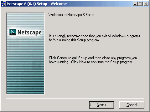 Netscape 6.1 Setup screen shot
